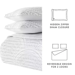 Best Kirklands Home Gray Scalloped Reversible 3-pc. King Quilt Set