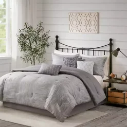 Sale Kirklands Home Gray Seersucker 7-pc. King Comforter Set