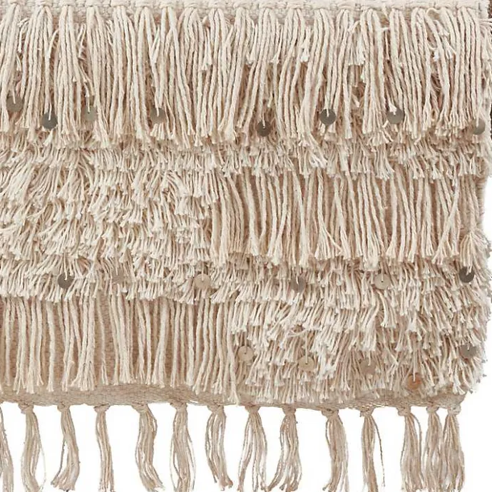 Online Kirklands Home Gray Sequin Fringe Cotton Table Runner