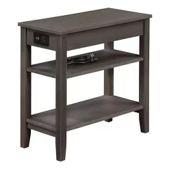 New Kirklands Home 2-Shelf Charging Accent Table Gray