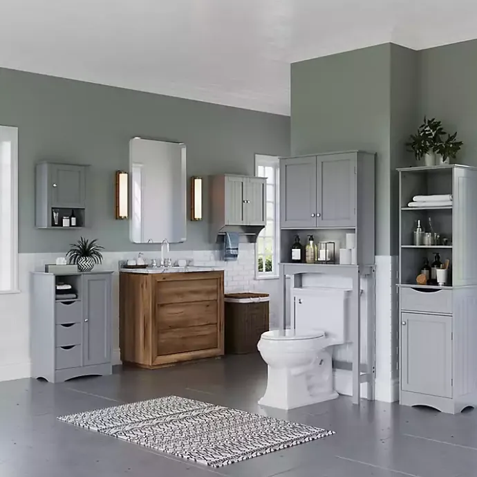 Kirklands Home Single Door 3-Drawer Cabinet Gray