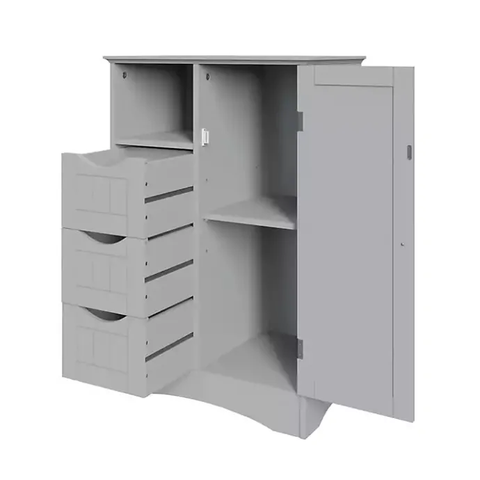Kirklands Home Single Door 3-Drawer Cabinet Gray