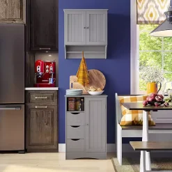 Kirklands Home Single Door 3-Drawer Cabinet Gray