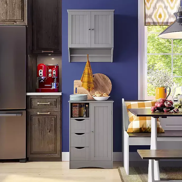 Kirklands Home Single Door 3-Drawer Cabinet Gray