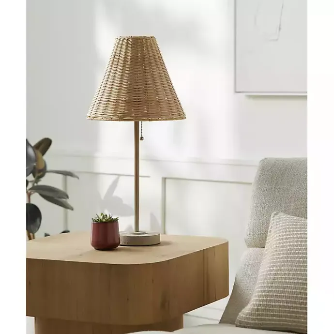 New Kirklands Home Sirocco Table Lamp with Rattan Shade Gray