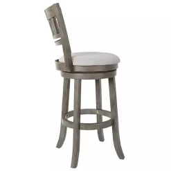 Outlet Kirklands Home Slatted Back Upholstered Swivel Bar Stool Gray