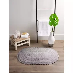 Kirklands Home Small Crochet Oval Bath Mat Gray