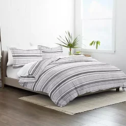 Outlet Kirklands Home Gray Soft Striped 3-pc. Queen Duvet Cover Set
