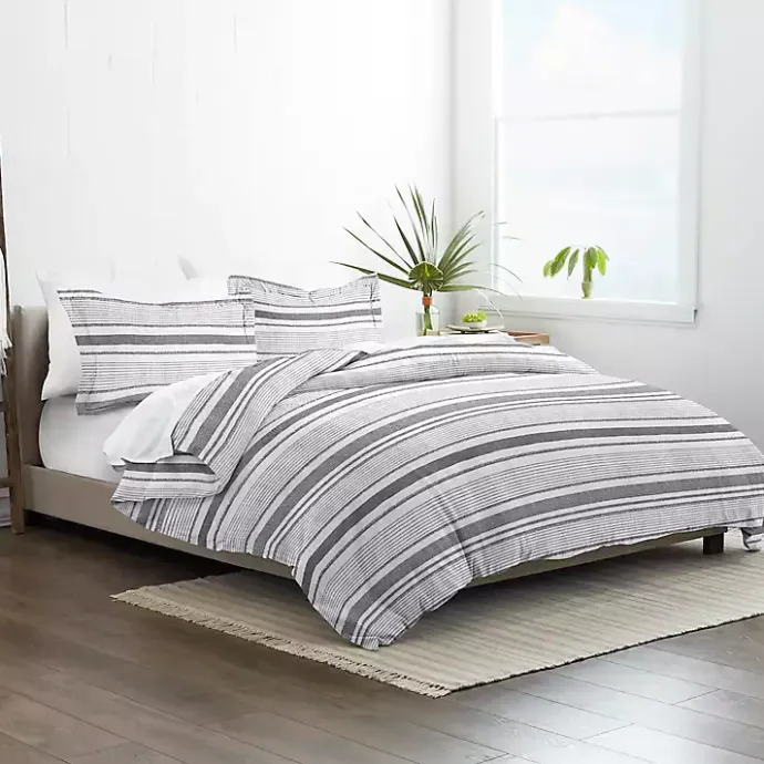 Outlet Kirklands Home Gray Soft Striped 3-pc. Queen Duvet Cover Set
