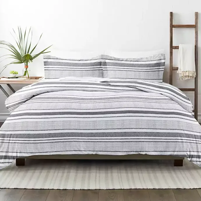 Hot Kirklands Home Gray Soft Striped 3-Pc. Twin Duvet Cover Set