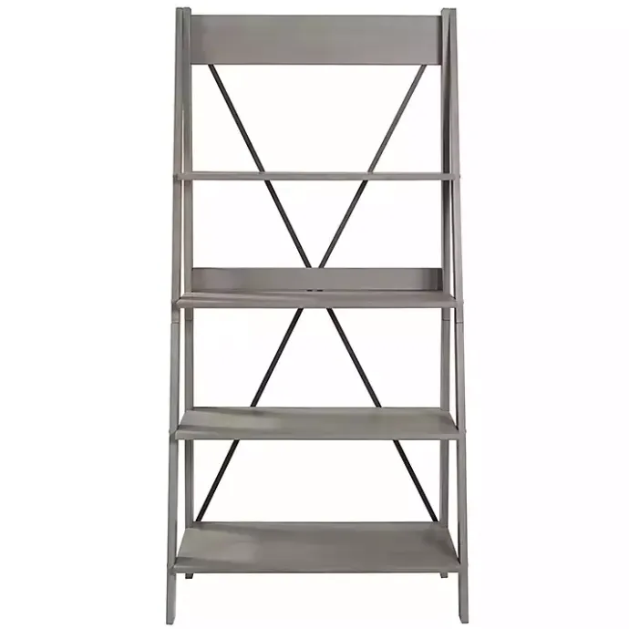 Sale Kirklands Home Gray Solid Wood Ladder Bookshelf