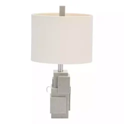 Kirklands Home Gray Stacked Blocks Table Lamp Ivory