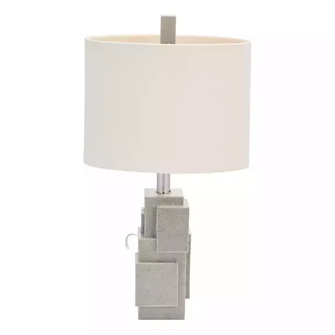 Kirklands Home Gray Stacked Blocks Table Lamp Ivory