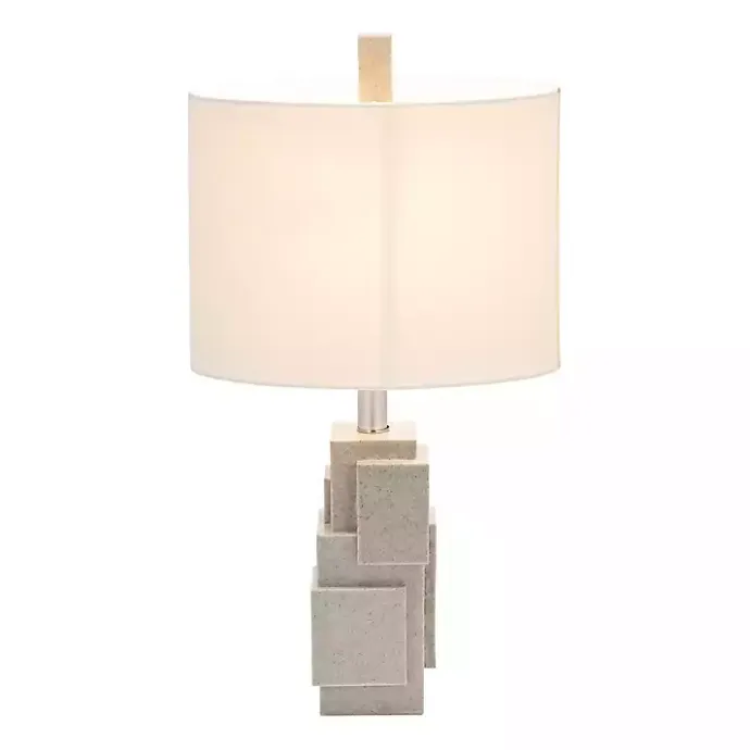 Kirklands Home Gray Stacked Blocks Table Lamp Ivory