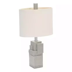 Kirklands Home Gray Stacked Blocks Table Lamp Ivory