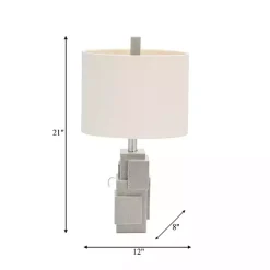 Kirklands Home Gray Stacked Blocks Table Lamp Ivory