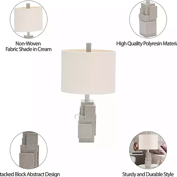 Kirklands Home Gray Stacked Blocks Table Lamp Ivory