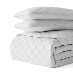New Kirklands Home Stitched Diamond 3-pc. Queen Quilt Set Gray