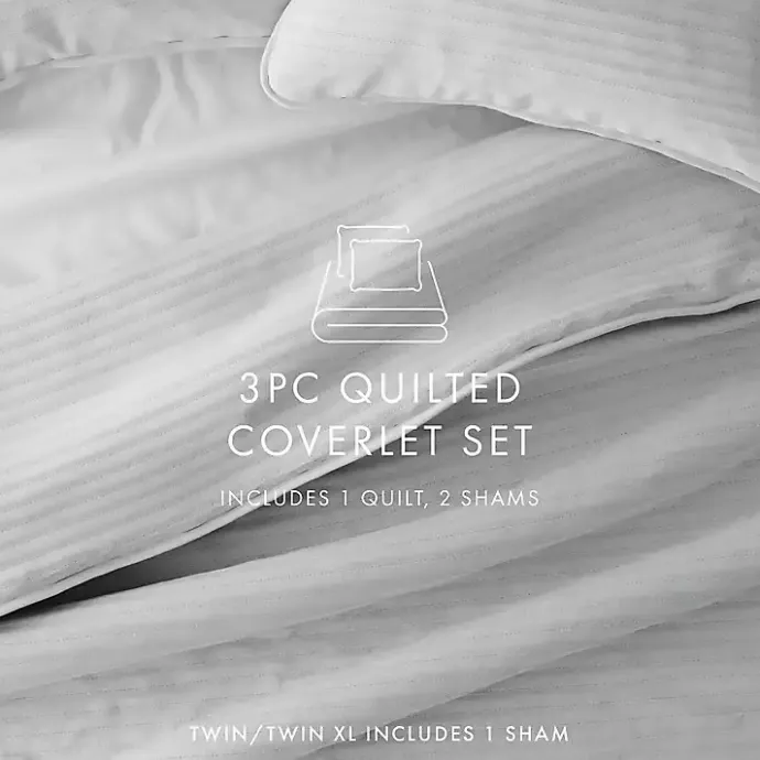 Hot Kirklands Home Stitched Stripes 2-pc. Twin Quilt Set Gray