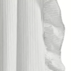 Discount Kirklands Home Gray Stripe Ruffled Curtain Panel Set, 84 in.