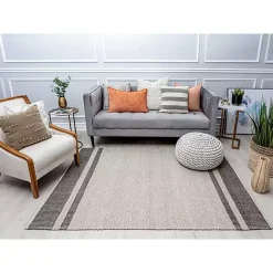 Best Kirklands Home Gray Striped Border Area Rug