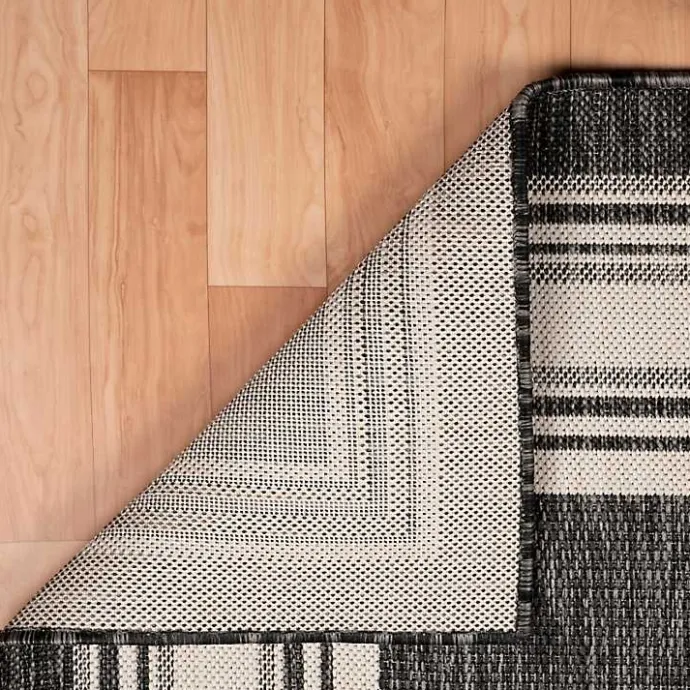 Clearance Kirklands Home Gray Striped Border Outdoor Area Rug, 7x9