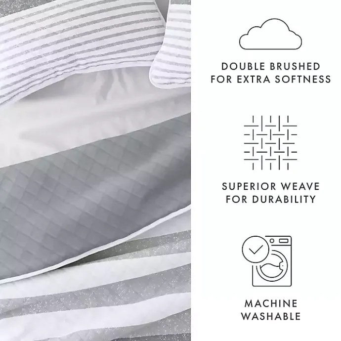 Discount Kirklands Home Gray Striped Reversible 2-pc. Twin Quilt Set
