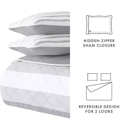 Discount Kirklands Home Gray Striped Reversible 2-pc. Twin Quilt Set