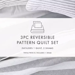 Discount Kirklands Home Gray Striped Reversible 2-pc. Twin Quilt Set