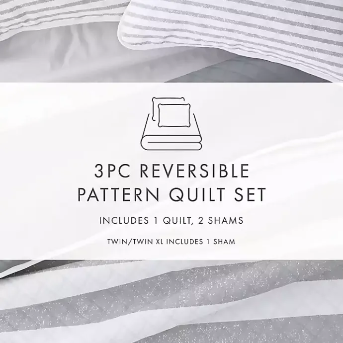 Discount Kirklands Home Gray Striped Reversible 2-pc. Twin Quilt Set