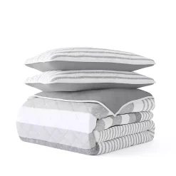 Hot Kirklands Home Gray Striped Reversible 3-pc. Queen Quilt Set