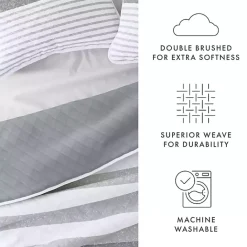 Outlet Kirklands Home Gray Striped Reversible 3-pc. King Quilt Set