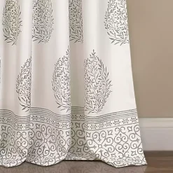 Kirklands Home Gray Teardrop Leaves Curtain Panel Set, 84 in.