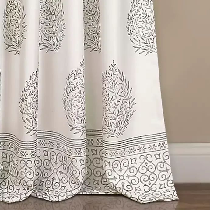 Kirklands Home Gray Teardrop Leaves Curtain Panel Set, 84 in.