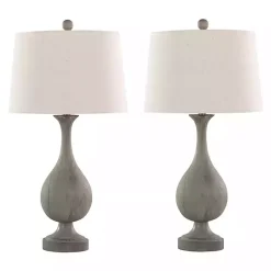 Outlet Kirklands Home Gray Teardrop Table Lamps, Set of 2 White