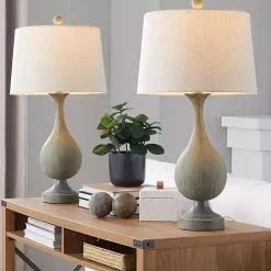 Outlet Kirklands Home Gray Teardrop Table Lamps, Set of 2 White