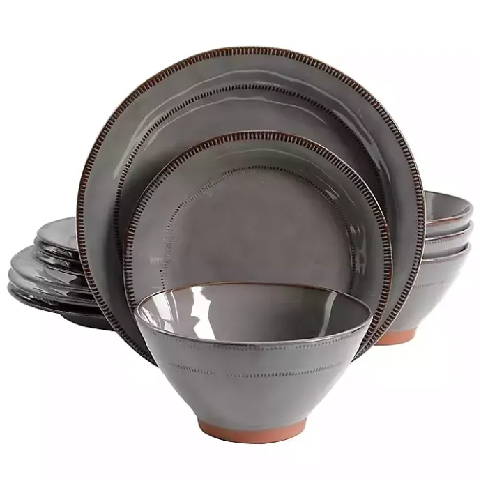 New Kirklands Home Terracotta 12-pc. Dinnerware Set Gray