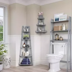 Online Kirklands Home Gray 5-Tier Corner Ladder Bookshelf