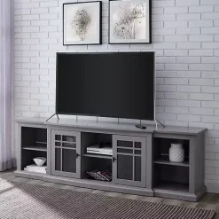 Sale Kirklands Home Transitional Breakfront 2-Door Media Console Gray