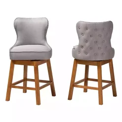 New Kirklands Home Tufted Back Swivel Counter Stools, Set of 2 Gray