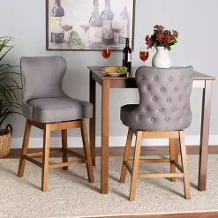 New Kirklands Home Tufted Back Swivel Counter Stools, Set of 2 Gray