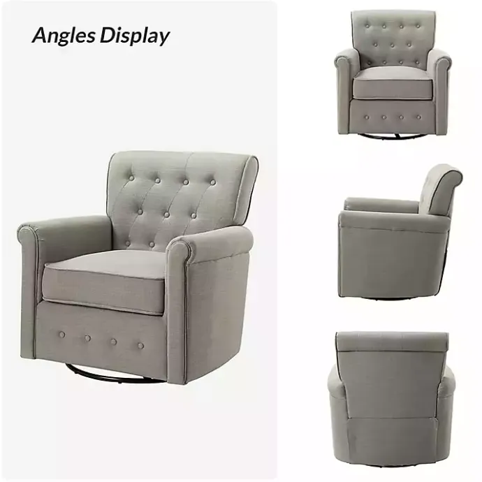 Sale Kirklands Home Tufted Swivel Armchair Gray