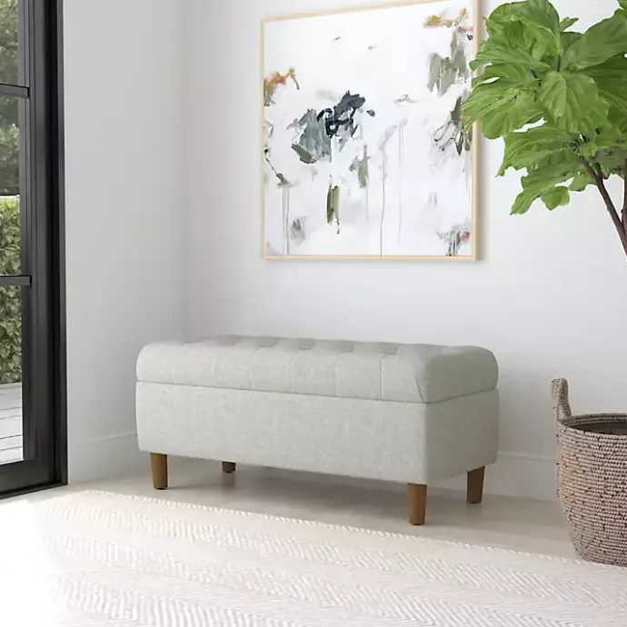 Clearance Kirklands Home Tufted Upholstered Storage Bench Gray