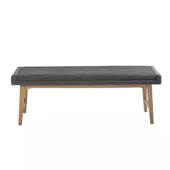 New Kirklands Home Upholstered and Wood Legs Bench Gray