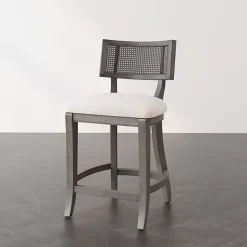 Kirklands Home Gray Upholstered Farmhouse Counter Stool