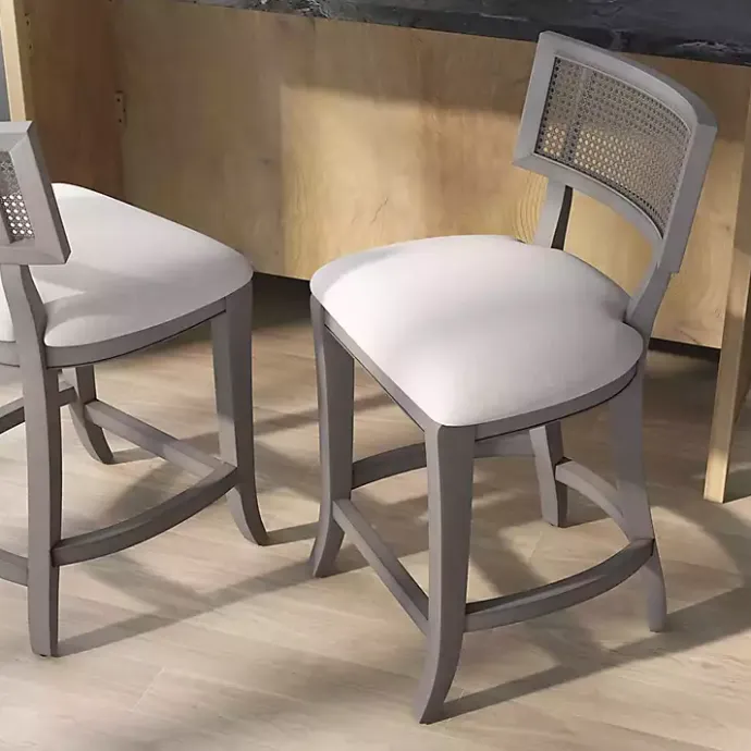 Kirklands Home Gray Upholstered Farmhouse Counter Stool