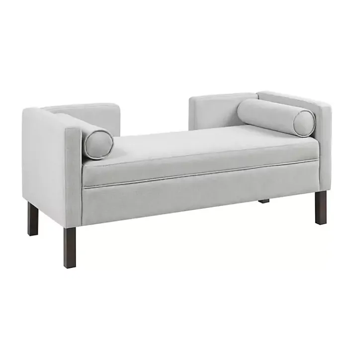 Clearance Kirklands Home Upholstered Modern Split Back Bench Gray