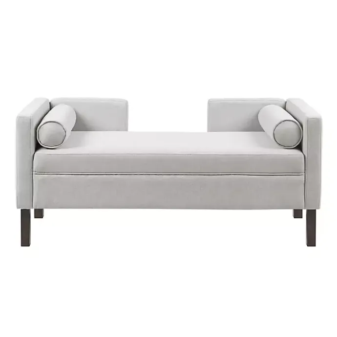 Clearance Kirklands Home Upholstered Modern Split Back Bench Gray