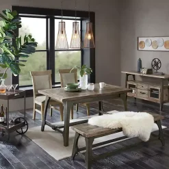 Hot Kirklands Home Upholstered Rustic Dining Chairs, Set of 2 Gray