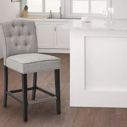 Sale Kirklands Home Upholstered Tufted Button Back Counter Stool Gray